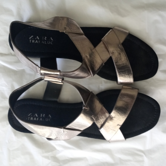 Gold Zara Trafaluc Sandals Size EU 38 US 7.5